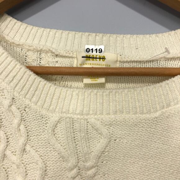 Anthropologie x Maeve Cropped Long Sleeve Pullover Sweater Ivory Size M - Picture 5 of 7